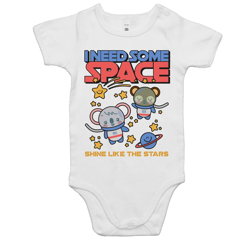 I Need Some Space AS Colour Baby Bodysuit White Baby Bodysuit Printed In Australia