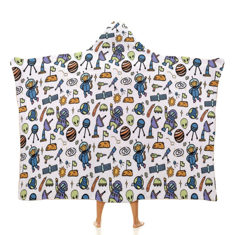 All About Space Kids Hooded Blanket 100cm x 130cm white 40"×50" Kids Hooded Blanket Printed Offshore Space