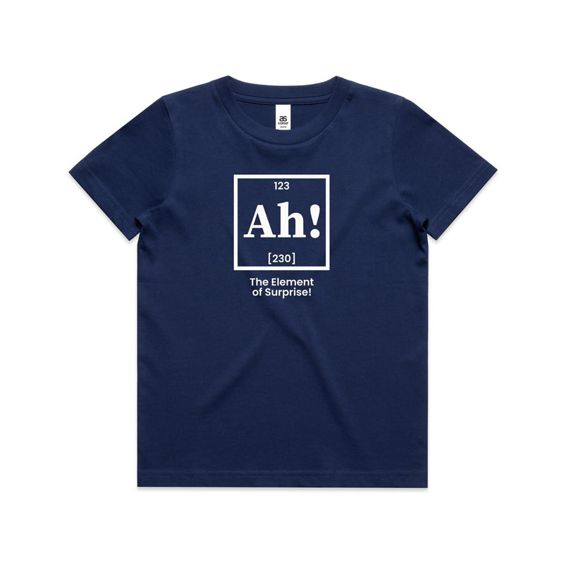 Ah! The Element Of Surprise Kids AS Colour T-shirt Cobalt Kids Youth T-shirt Printed In Australia Science