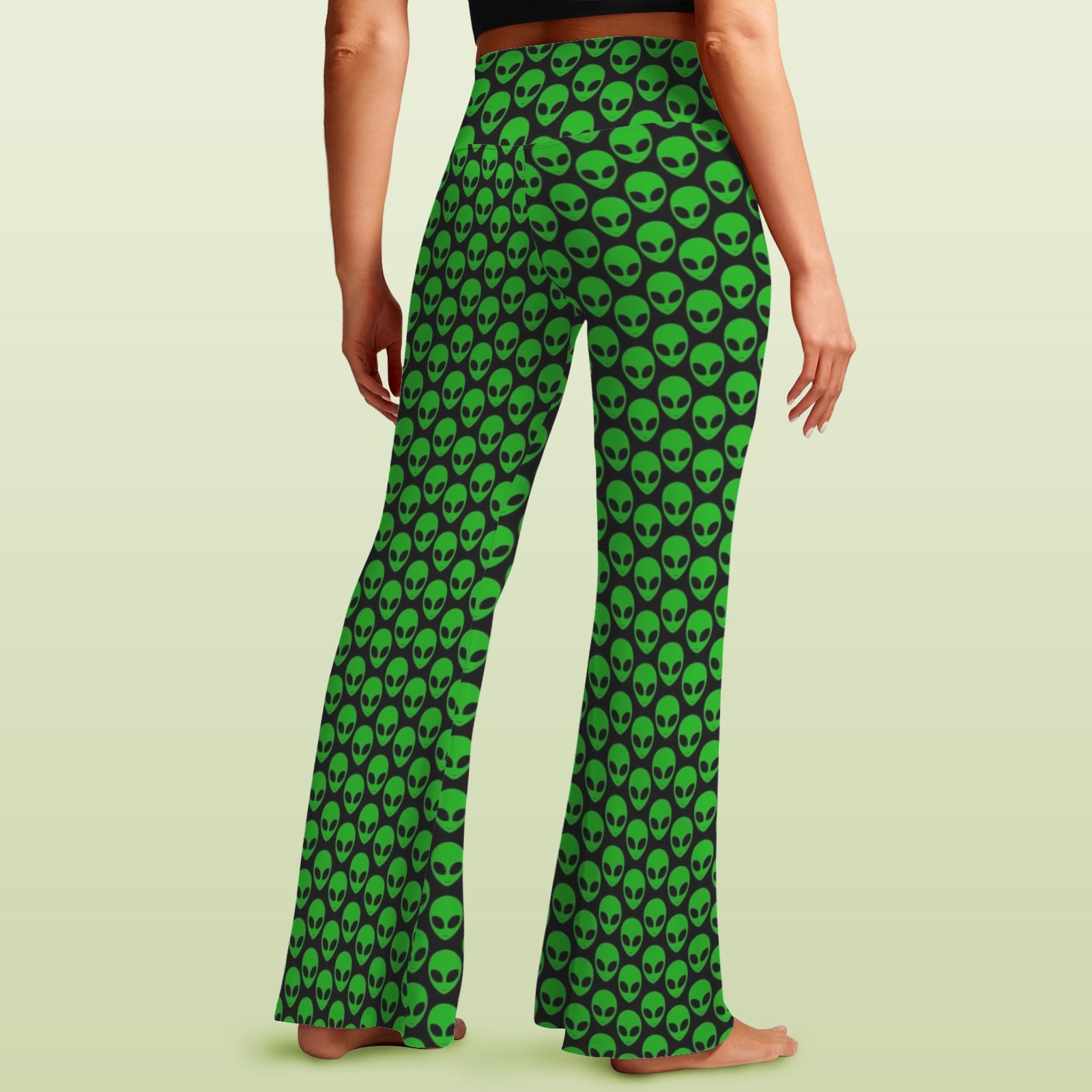 Aliens - High Waist Crossover Tummy Control Flare Leggings