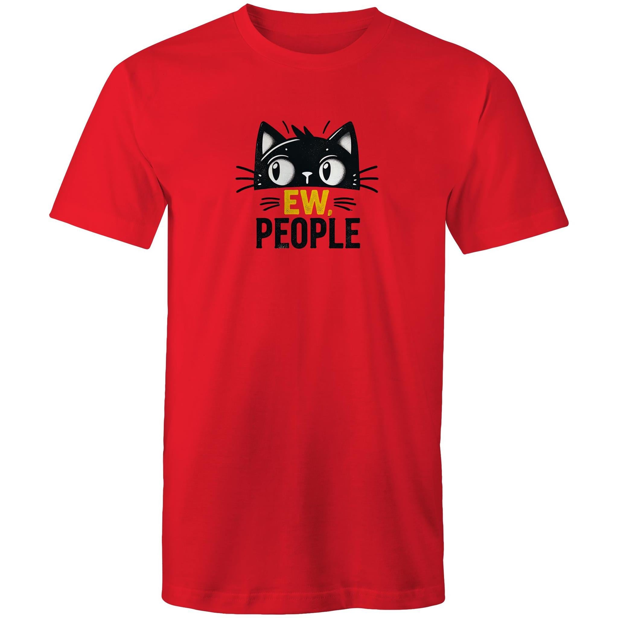 Ew People, Cat - Mens T-Shirt Red Mens T-shirt animal Printed In Australia