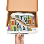 Colourful Chess - Men's High Top Canvas Shoes