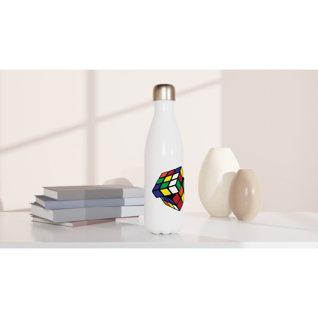 Cube - White 17oz Stainless Steel Water Bottle White Water Bottle Games Globally Fulfilled