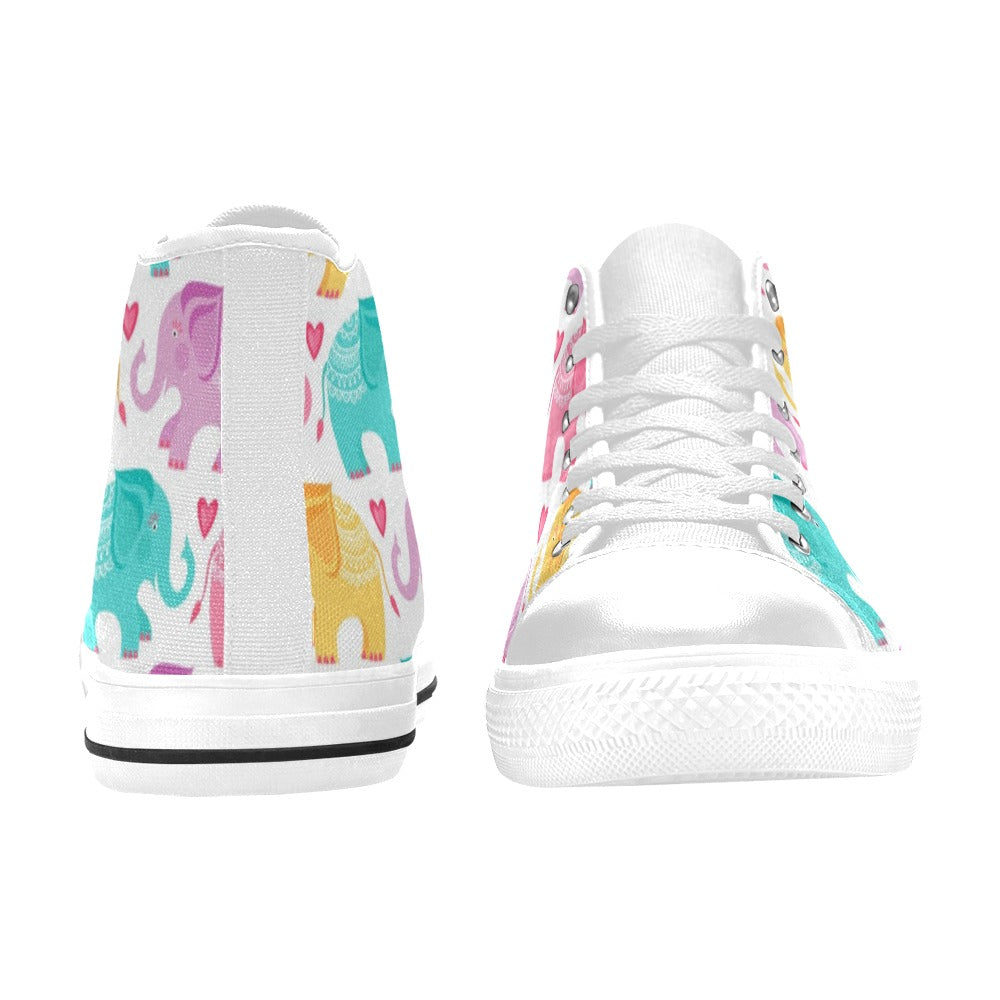 Elephant Dance - Kids High Top Canvas Shoes