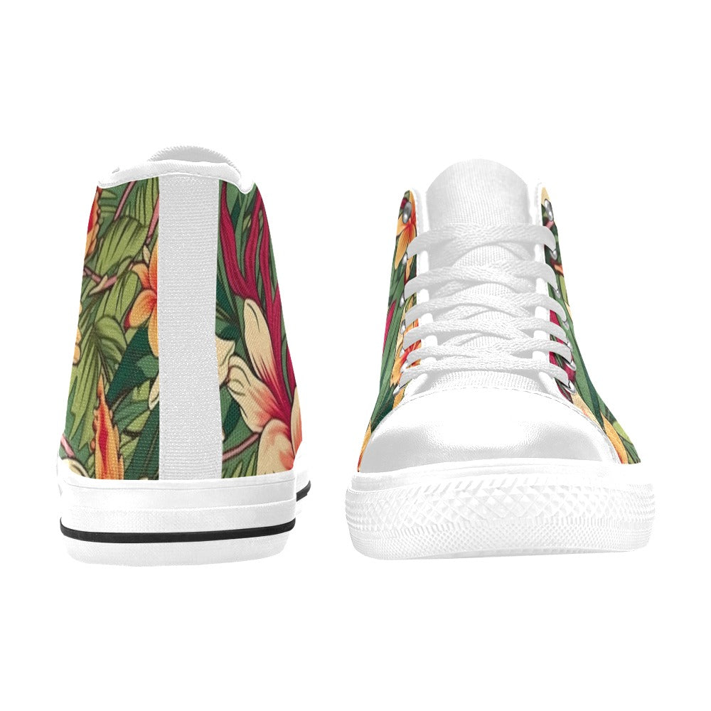 Vintage Hawaiian Floral Women's High Top Canvas Shoes Womens Classic High Top Shoes Plants Printed Offshore
