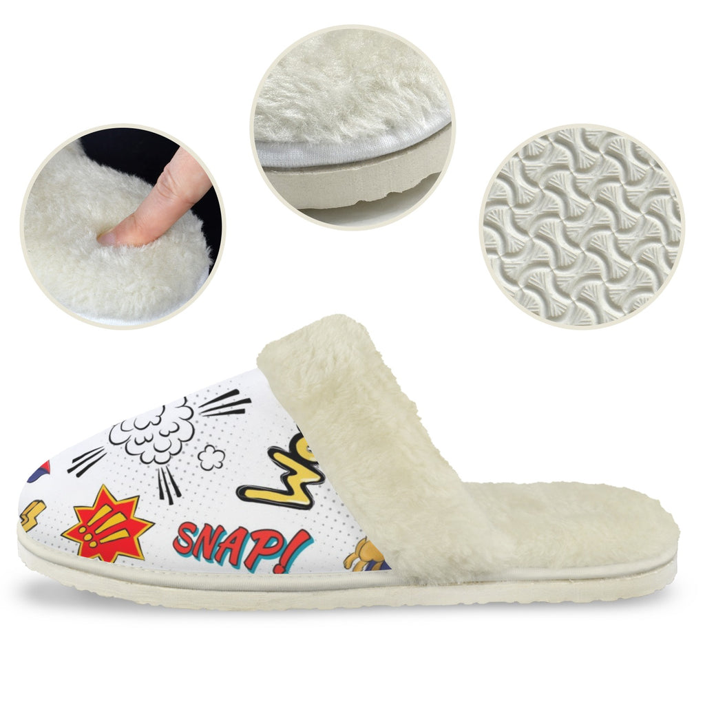 Super Dog Men's Fur Trim Thick-Sole Indoor Slippers Men's Fur Trimmed Slippers animal comic Printed Offshore