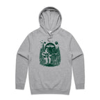 Alien And Bigfoot Playing Guitar - Mens Hoodie Grey Marle Mens Hoodie Music Printed In Australia Sci Fi