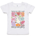 Sorry I'm Late, I Was Dilly Dallying - Baby T-shirt White Baby T-shirt animal Printed In Australia
