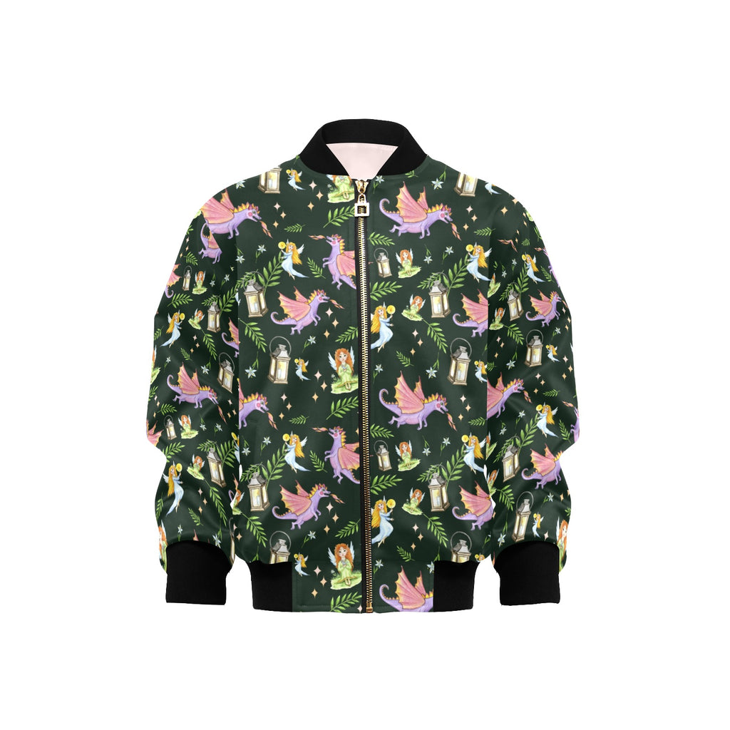 Dragons And Fairies Kids Bomber Jacket XL Kids Bomber Jacket animal Printed Offshore