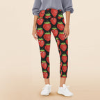 Strawberry Characters - Women's High Waist Pockets Yoga Leggings