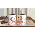 Personalised Mum With Flowers And Butterflies 11oz Ceramic Mug Ceramic Black Personalised 11oz Mug Globally Fulfilled Mum