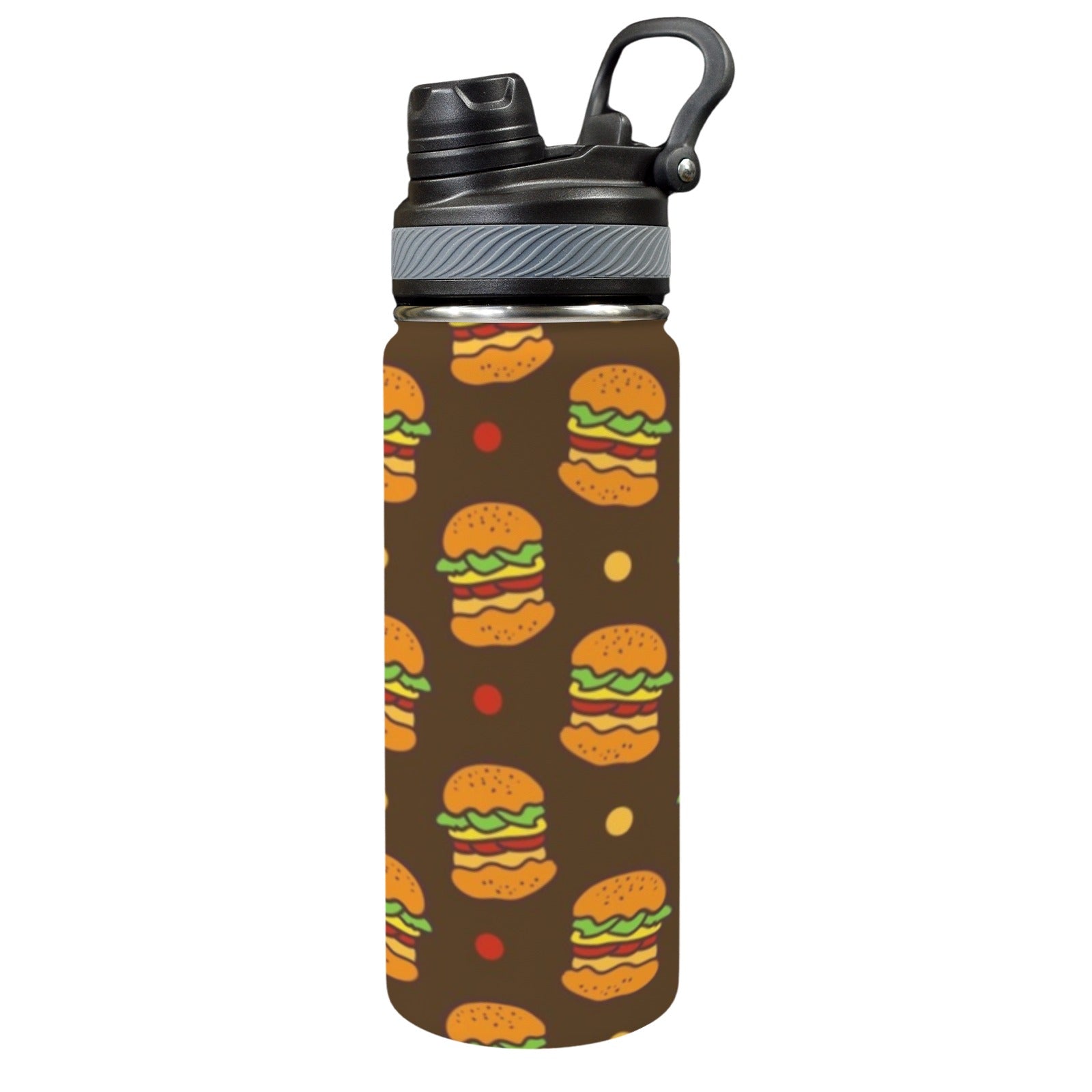 Burgers - Insulated Water Bottle with Dual-Use Lid (18oz) One Size Insulated Water Bottle with Dual-Use Lid (18oz) Food Printed Offshore