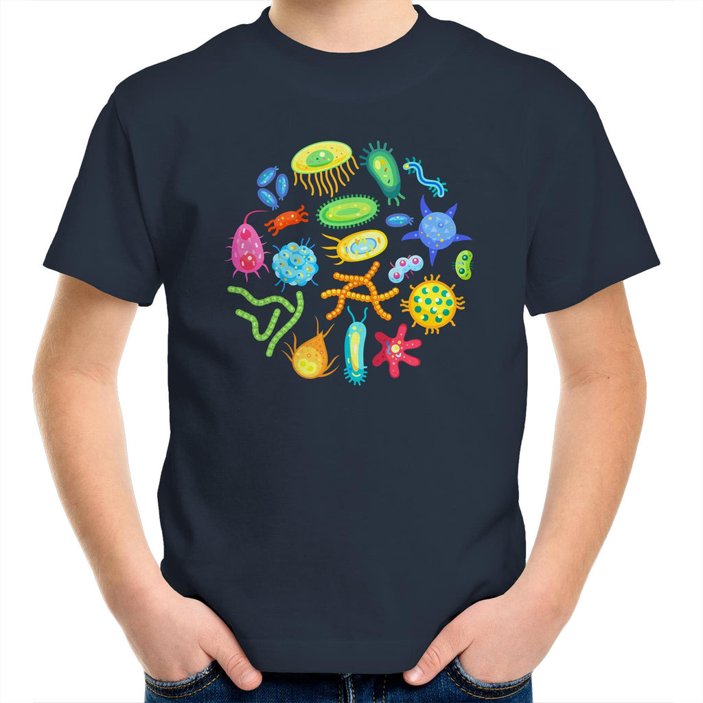 Under The Microscope, Science - Kids Youth T-Shirt Navy Kids Youth T-shirt Printed In Australia Science