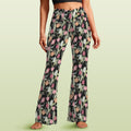 Tulips High Waist Crossover Tummy Control Flare Leggings 5XL High Waist Flare Leggings Plants Printed Offshore