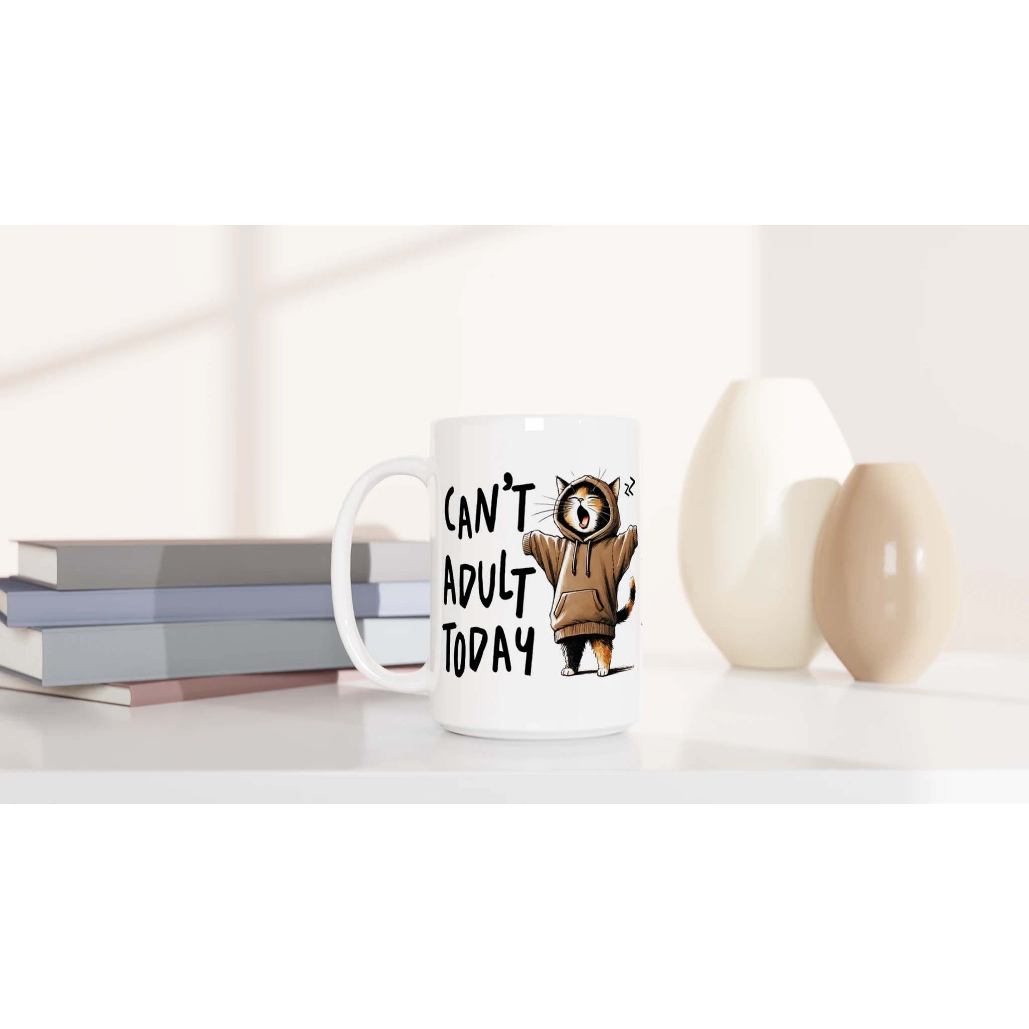 Personalise - Can't Adult Today - White 15oz Ceramic Mug Personalised 15oz Mug animal Globally Fulfilled