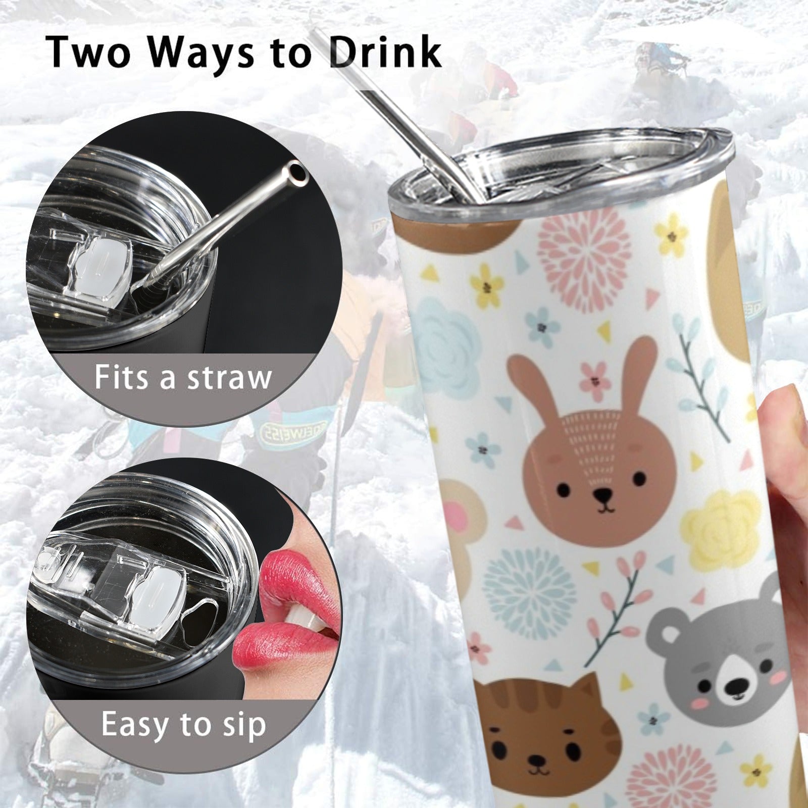 Baby Animals - 20oz Tall Skinny Tumbler with Lid and Straw