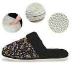 Retro Music Mix Men's Fur Trim Thick-Sole Indoor Slippers Men's Fur Trimmed Slippers Music Printed Offshore