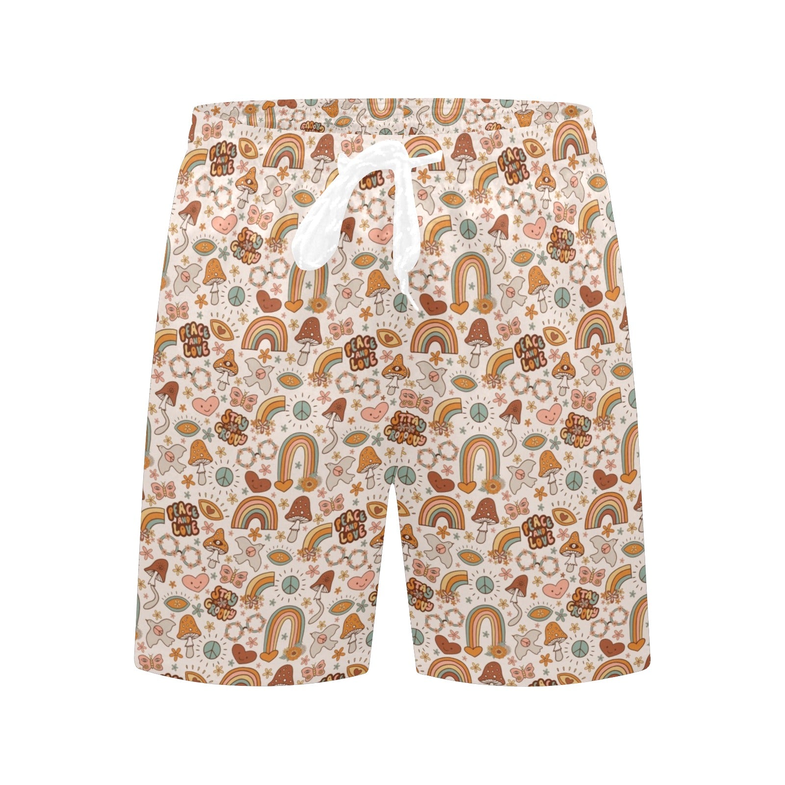 Peace And Love Men's Mid-Length Beach Shorts Men's Mid-Length Beach Shorts Printed Offshore Retro
