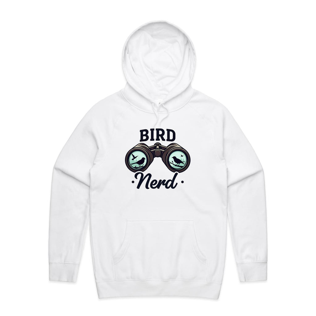 Bird Nerd - Mens Hoodie White Mens Hoodie animal Printed In Australia