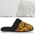 Halloween Women's Fur Trim Thick-Sole Indoor Slippers Women's Fur Trimmed Slippers Halloween Printed Offshore