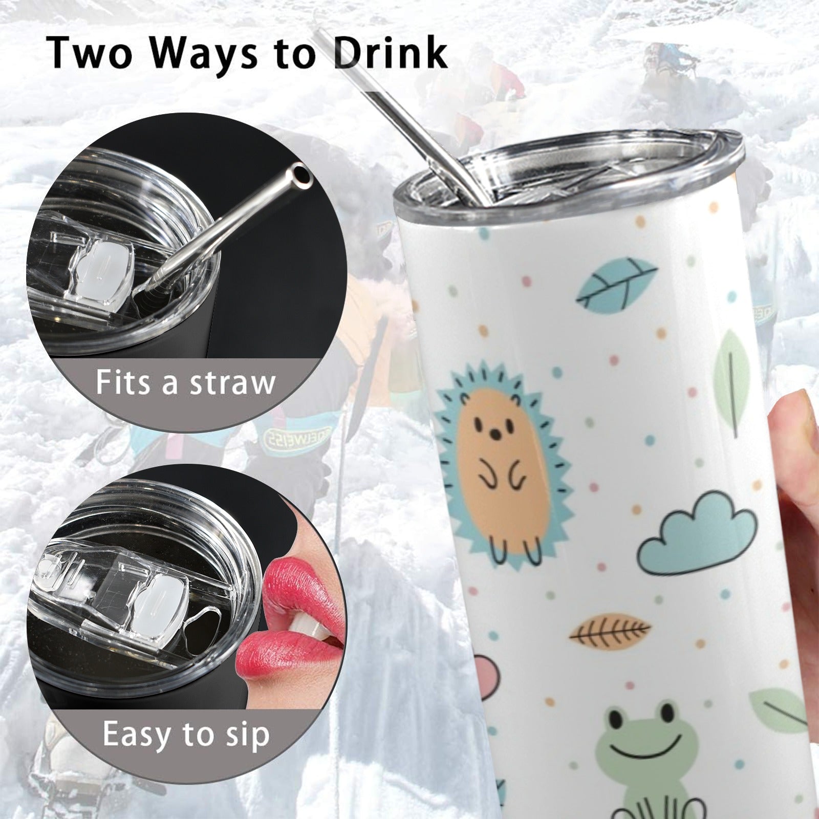 Cute Baby Animals - 20oz Tall Skinny Tumbler with Lid and Straw