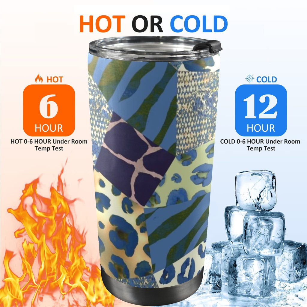 Animal Mosaic - 20oz Mobile Tumbler with Lid (Black Lock) 20oz Travel Mug Printed Offshore