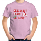Naughty, Nice, I Tried, Santa's Christmas List - Kids Youth T-Shirt Pink Kids Christmas T-shirt Christmas Printed In Australia