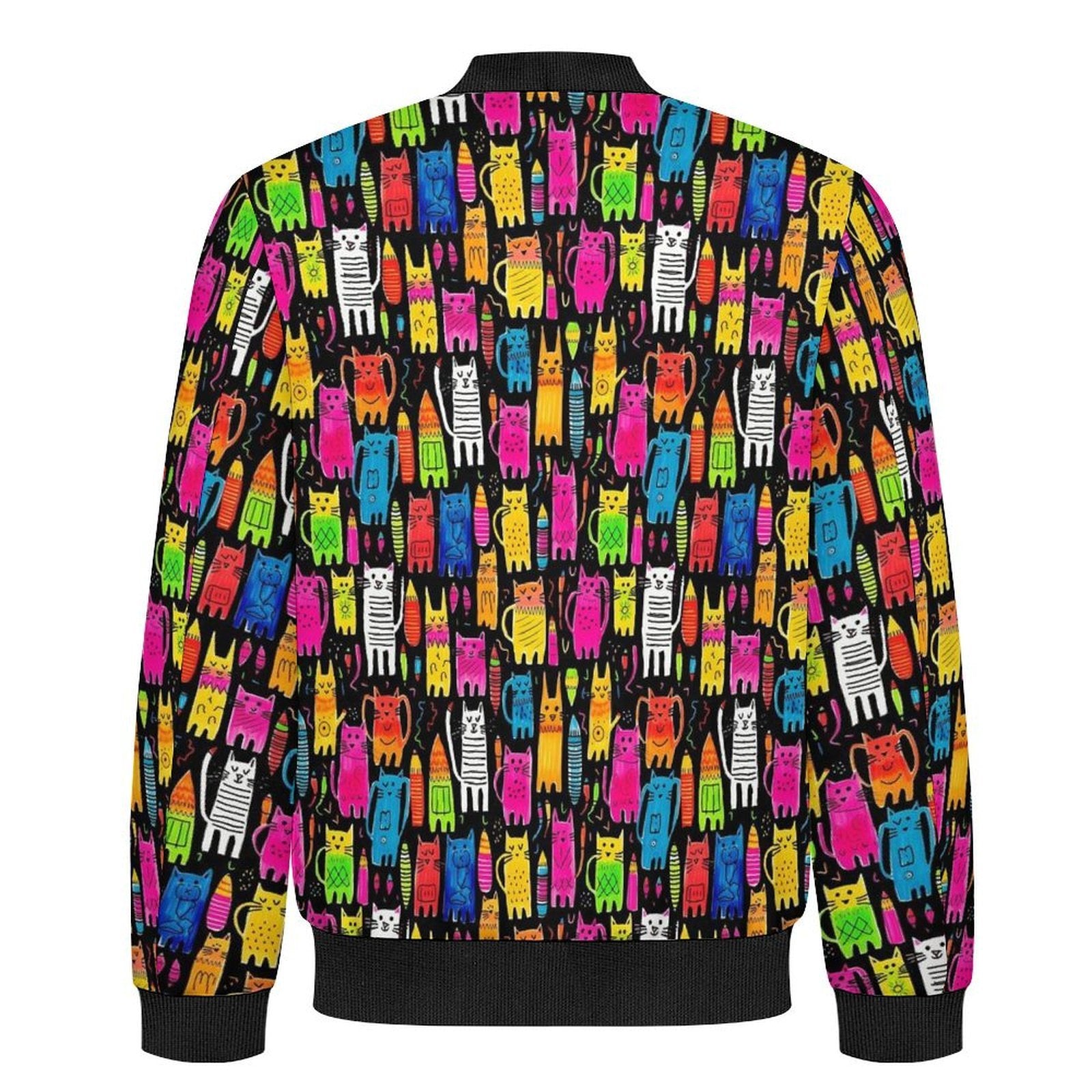 Colourful Cats Men's Casual Zip‑Up Bomber Jacket