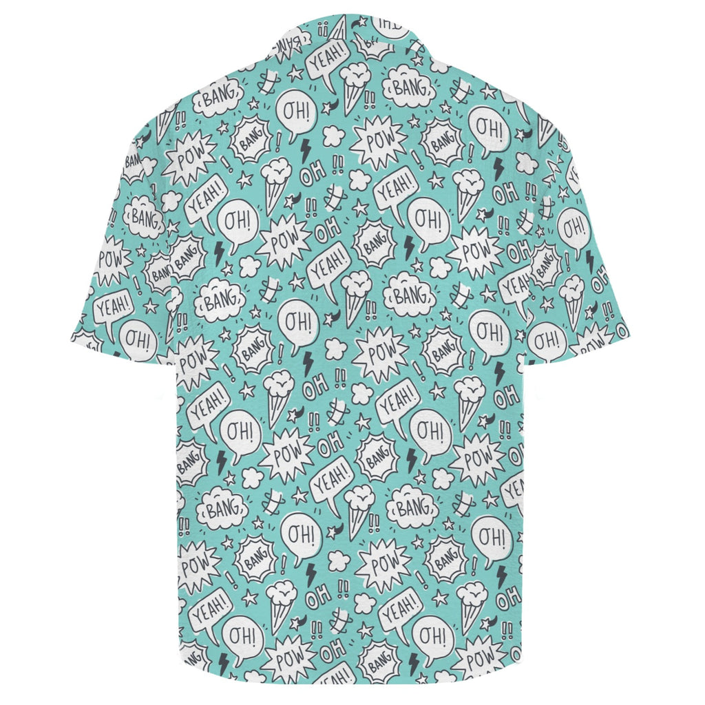 Comic Book Speech Bubbles Men's Crinkle Hawaiian Shirt