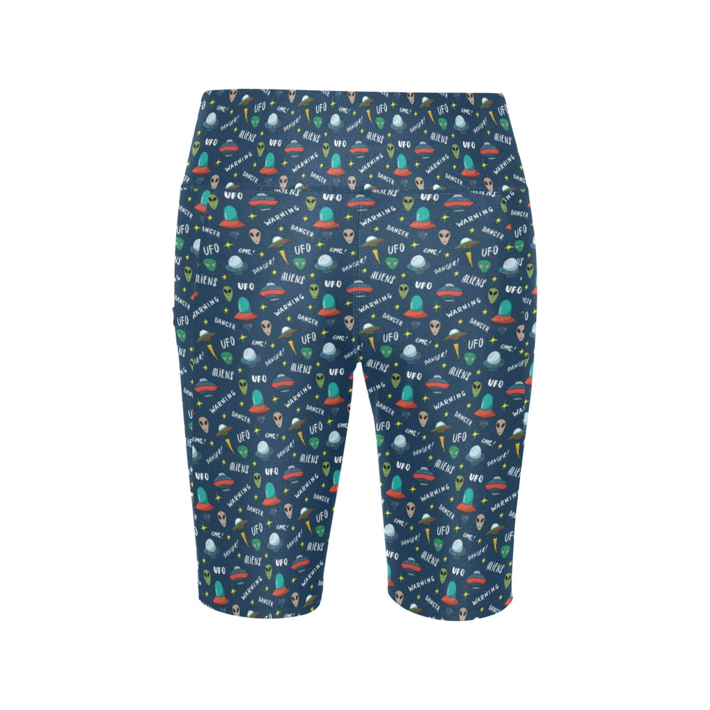 UFO's And Aliens Women's Bike Shorts With Side Pockets Women's Bike Shorts Printed Offshore Sci Fi