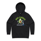 Avo-Cardio, Avocado Treadmill - Womens Hoodie Black Womens Hoodie Fitness Food Printed In Australia