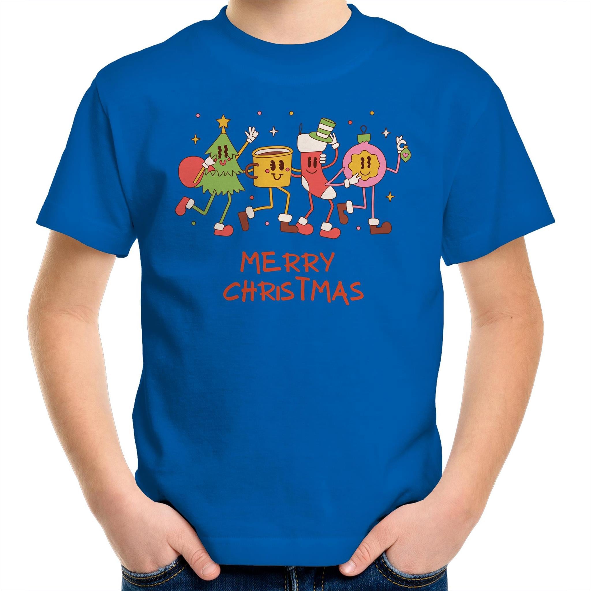 Crazy Christmas Characters - Kids Youth T-Shirt Bright Royal Kids Christmas T-shirt Christmas Printed In Australia