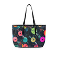 Retro Vinyl Records PU Leather Tote Bag Large One Size Leather Tote Bag-Large Printed Offshore