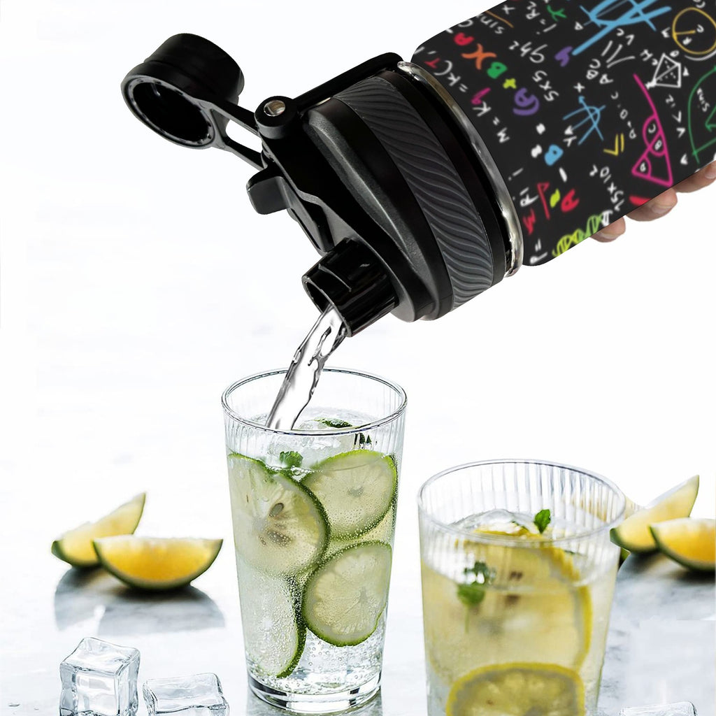 Math Scribbles - Insulated Water Bottle with Dual-Use Lid (18oz) Insulated Water Bottle with Dual-Use Lid (18oz) Maths Printed Offshore