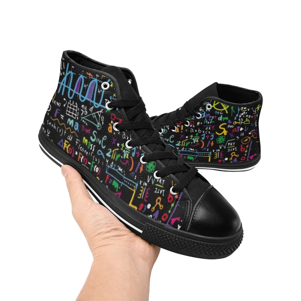 Math Scribbles - Kids High Top Canvas Shoes