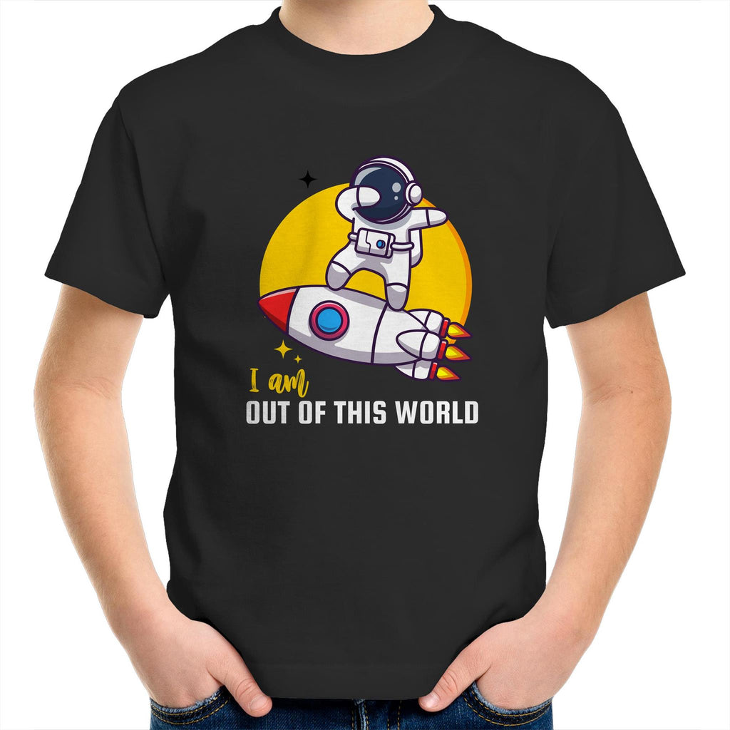 I Am Out Of This World, Astronaut - Kids Youth T-Shirt Black Kids Youth T-shirt Printed In Australia Space