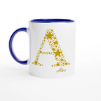 Personalised - Star Initials - 11oz Ceramic Mug, Customise, Personalise, Name, Initial Ceramic Blue Personalised 11oz Mug