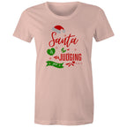 Santa Is Judging You - Womens T-shirt Pale Pink Womens Christmas T-shirt Christmas Printed In Australia