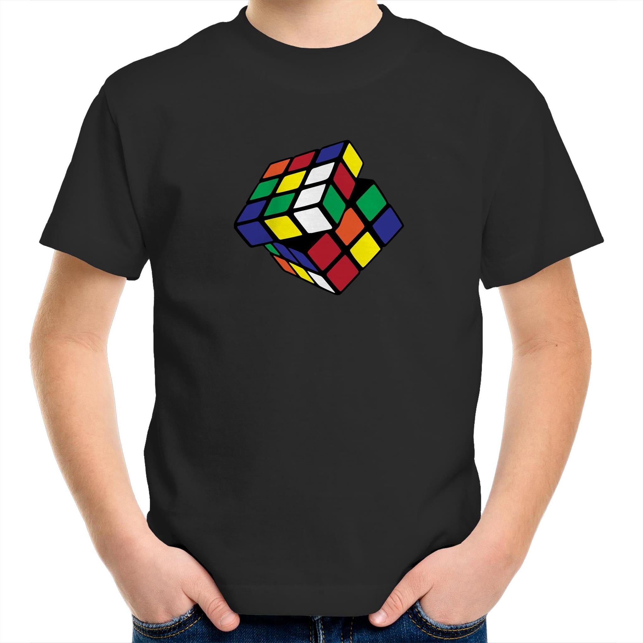 Cube - Kids Youth T-Shirt Black Kids Youth T-shirt Games Printed In Australia