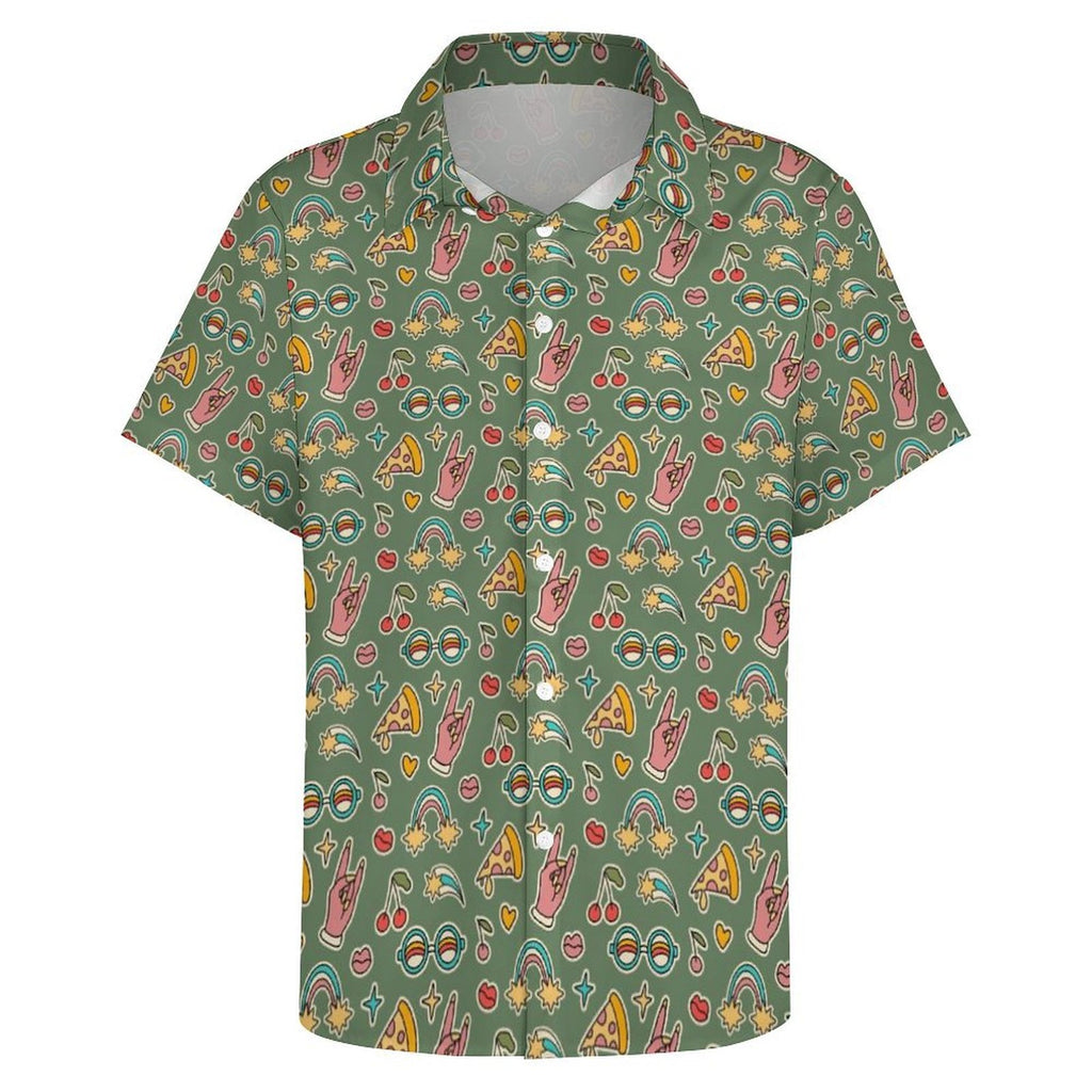 Groovy Retro Women's Collared Pocketless Short Sleeve Shirt