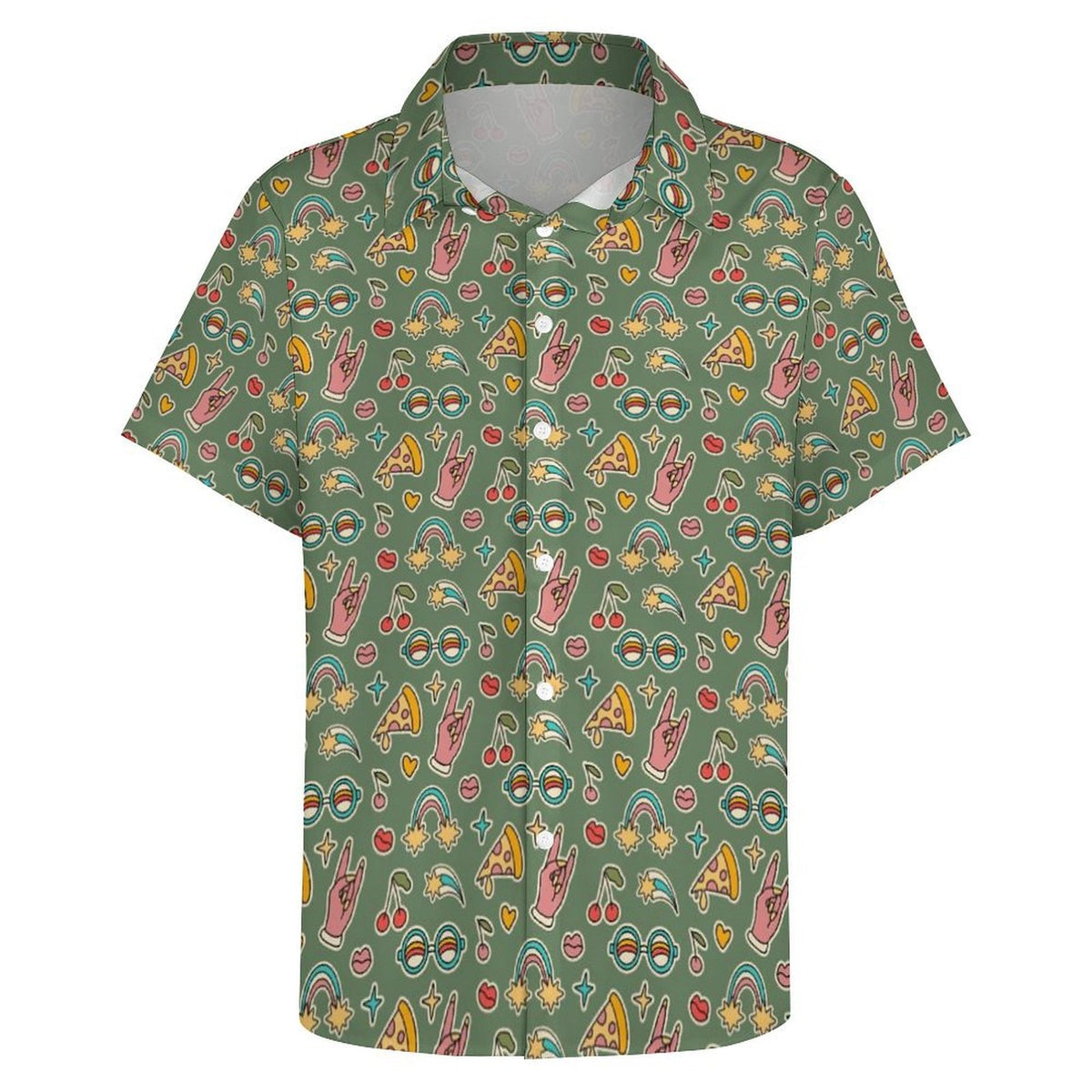 Groovy Retro Women's Collared Pocketless Short Sleeve Shirt