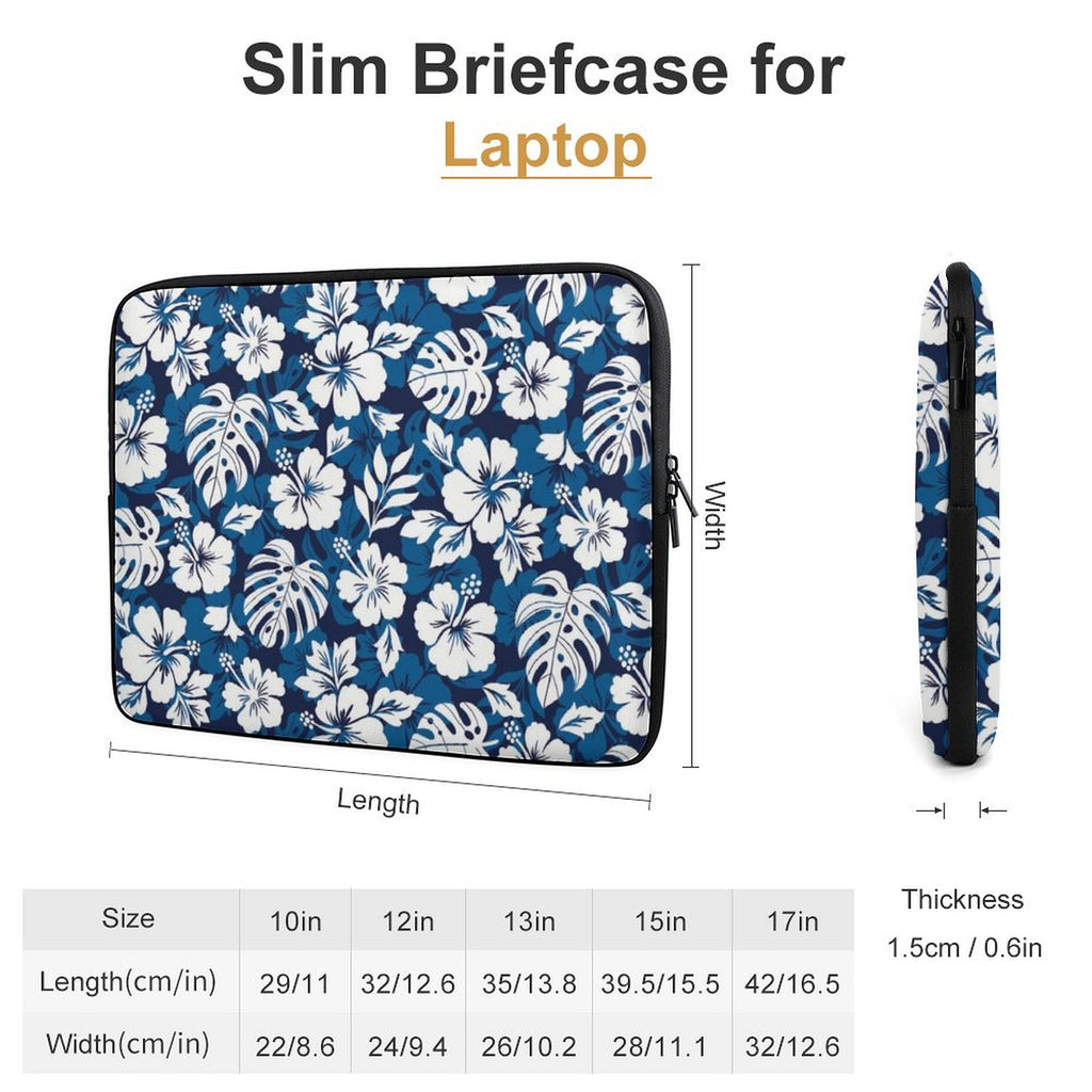 Blue Hawaiian Floral Laptop Sleeve (Multiple Sizes) Laptop Sleeve Plants Printed Offshore