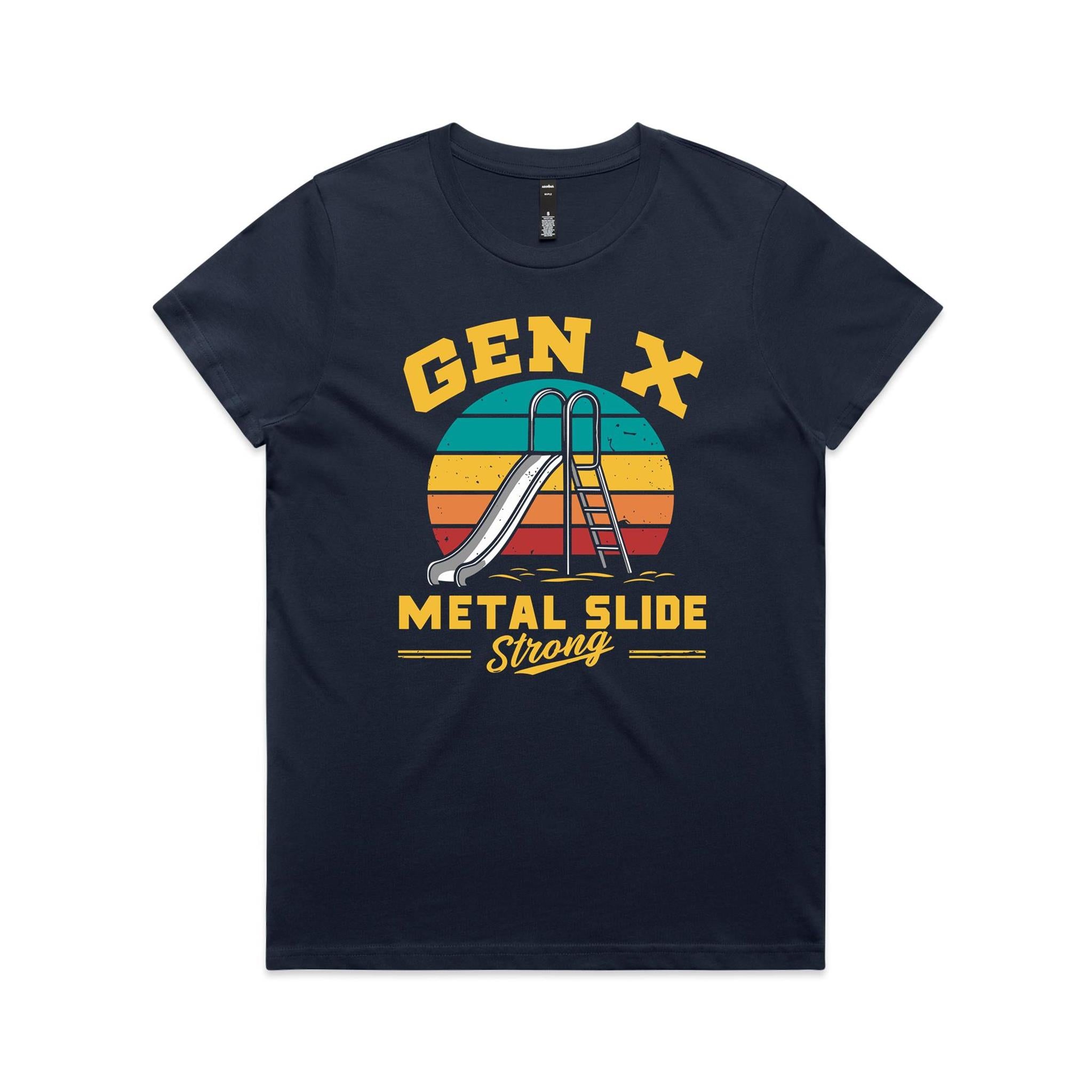 Gen X, Metal Slide Strong - Womens T-shirt Midnight Blue Womens T-shirt Printed In Australia