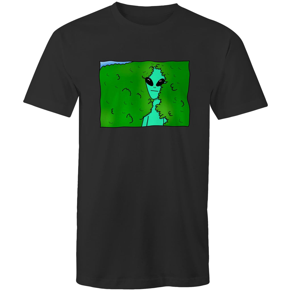 Alien Backing Into Hedge Meme - Mens T-Shirt Black Mens T-shirt Printed In Australia Sci Fi