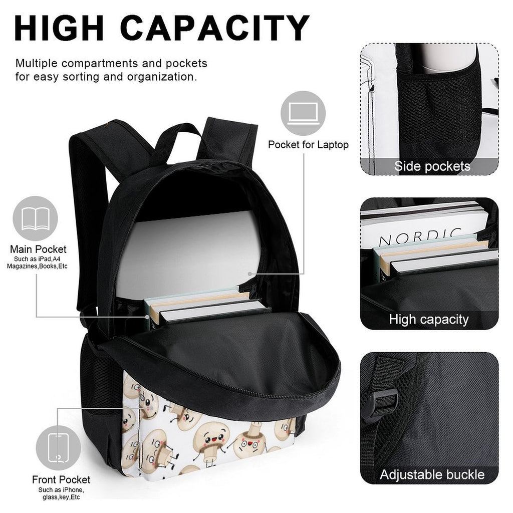 Cute Mushrooms Three Piece Backpack Set Three Piece Backpack Set Printed Offshore
