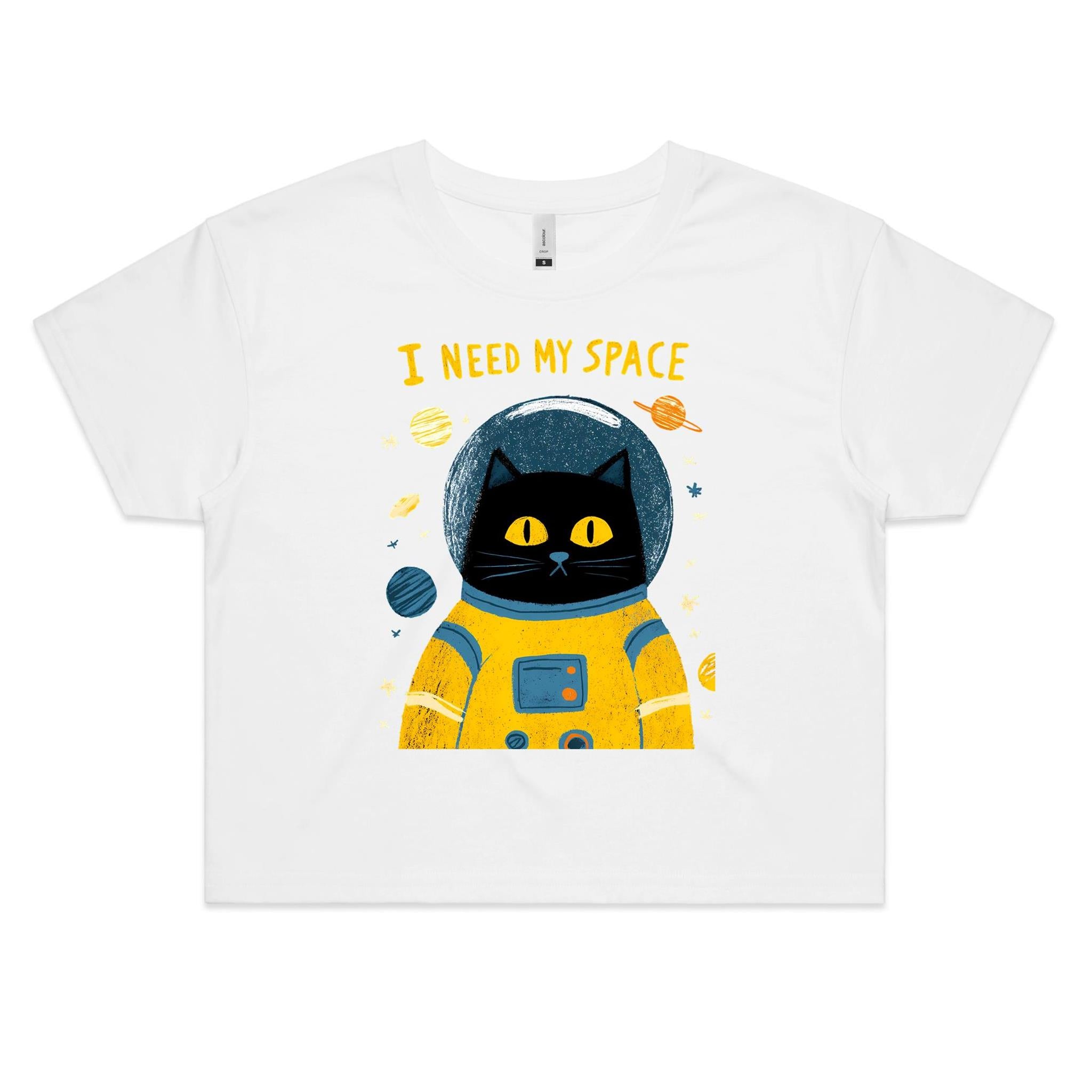 I Need My Space Cat Astronaut Women's AS Colour Crop Tee