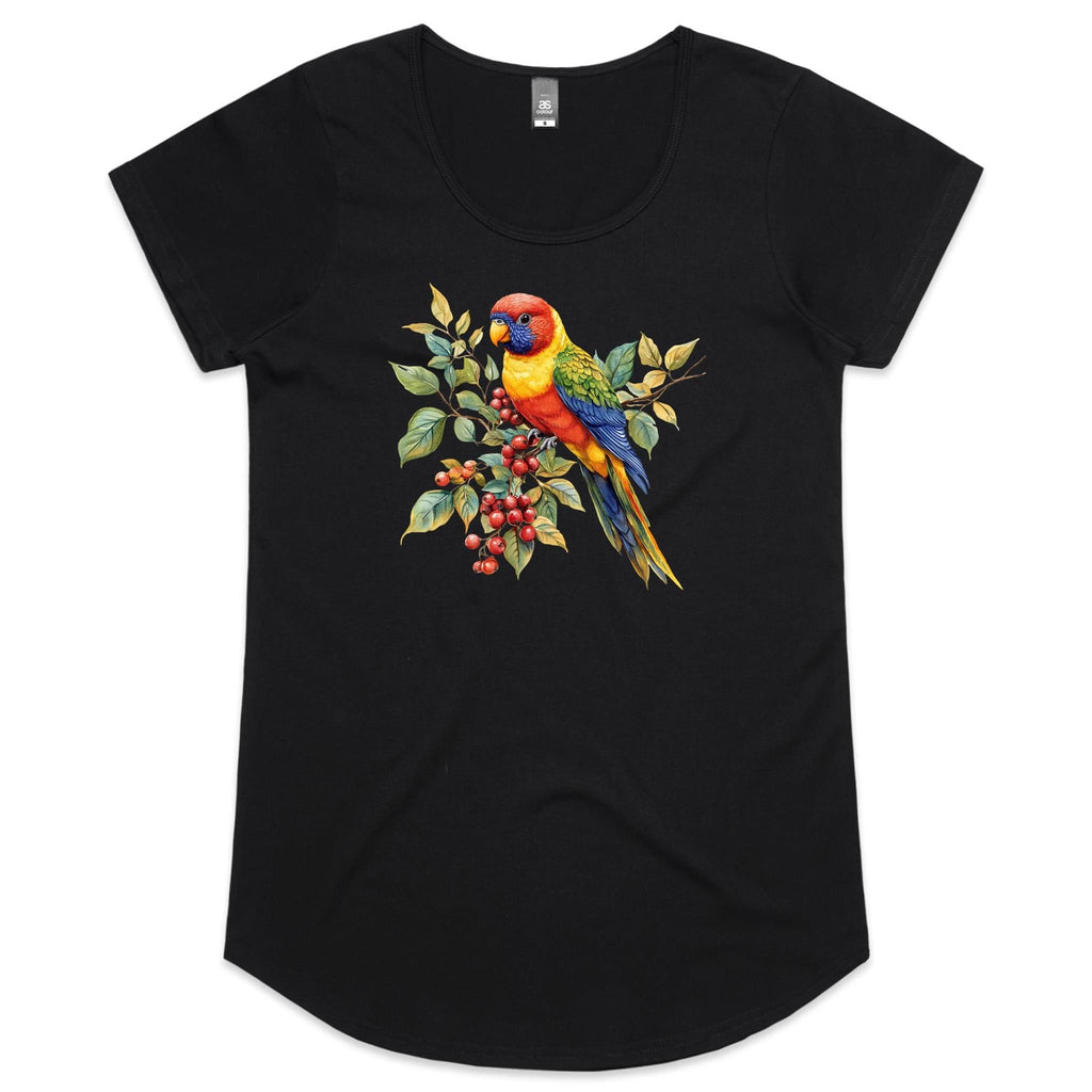 Lorikeet, Australian Birds - Womens Scoop Neck T-Shirt Black Womens Scoop Neck T-shirt animal Printed In Australia