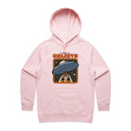 I Want To Believe, UFO - Womens Hoodie Pink Womens Hoodie Printed In Australia Sci Fi