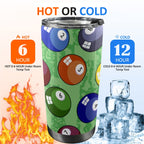 Pool Balls - 20oz Mobile Tumbler with Lid (Black Lock) 20oz Travel Mug Games Printed Offshore