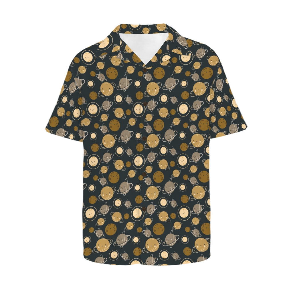 Planets Men's Short Sleeve Hawaiian Shirt Men's Hawaiian Shirt (New) Printed Offshore Space